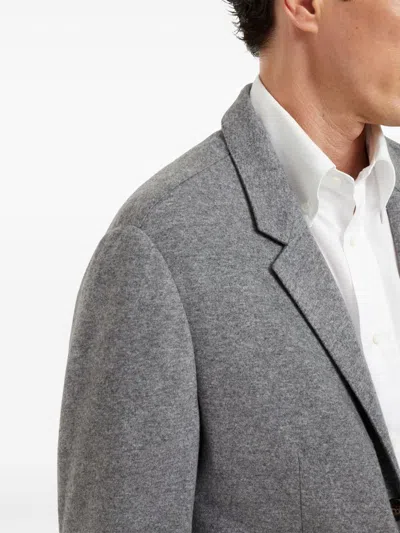 Brunello Cucinelli Cashmere Jersey Blazer In Gray