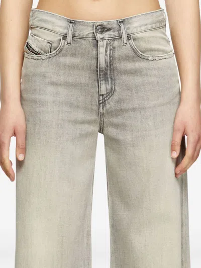 Diesel High-waisted Wide-leg Jeans With Faded Finish In Blue