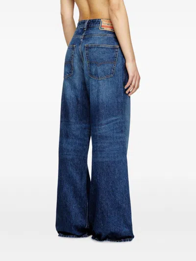 Diesel Womens 01 1996 D-sire Wide-leg Denim Jeans In Blue