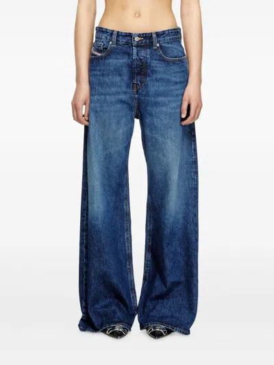 Diesel Womens 01 1996 D-sire Wide-leg Denim Jeans In Blue
