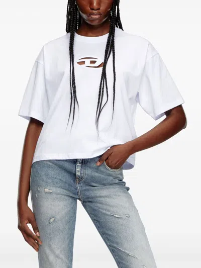 Diesel Women T-buxt-crop-out T-shirt In White