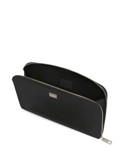 Dolce & Gabbana Black Clutch With Removable Wrist Strap And Logo Plaque On The Front In Black