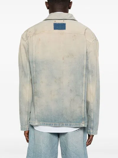 Golden Goose Light Blue Zip-fastening Shirt With Utility Pockets In Multi