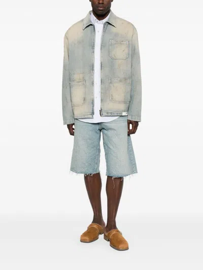 Golden Goose Light Blue Zip-fastening Shirt With Utility Pockets In Multi