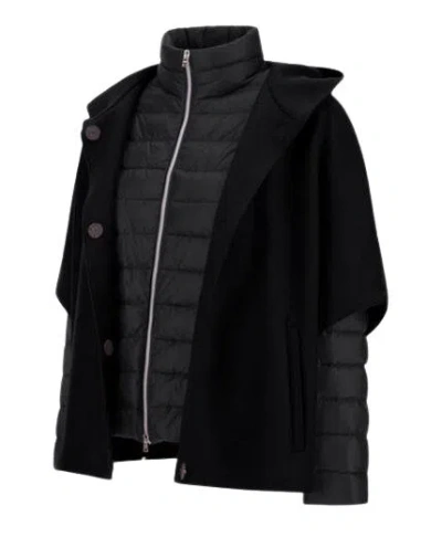 Herno Resort Hood In Ultralight Wool And Nylon In Black