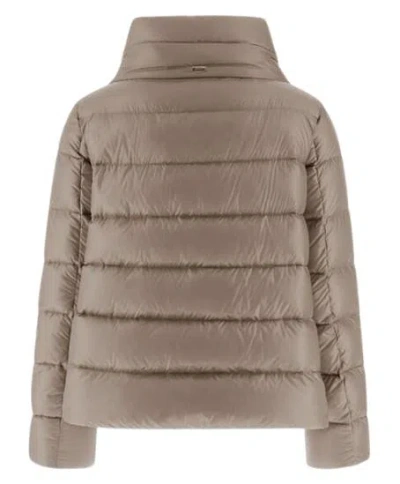 Herno High Collar Quilted Down Jacket In Gray