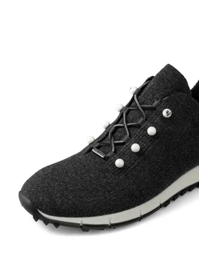 Jimmy Choo Veles Crochet Knit Low-top Sneakers In Black