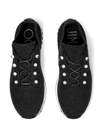 Jimmy Choo Veles Crochet Knit Low-top Sneakers In Black