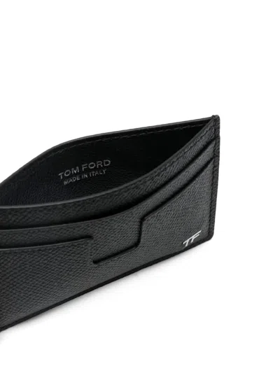 Tom Ford Logo-plaque Leather Cardholder In Black