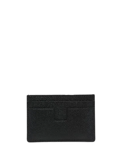Tom Ford Logo-plaque Leather Cardholder In Black