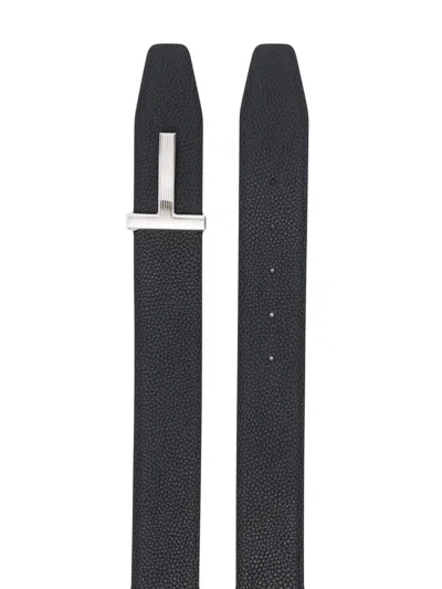 Tom Ford Grained Leather T-buckle Belt Accessories In Black
