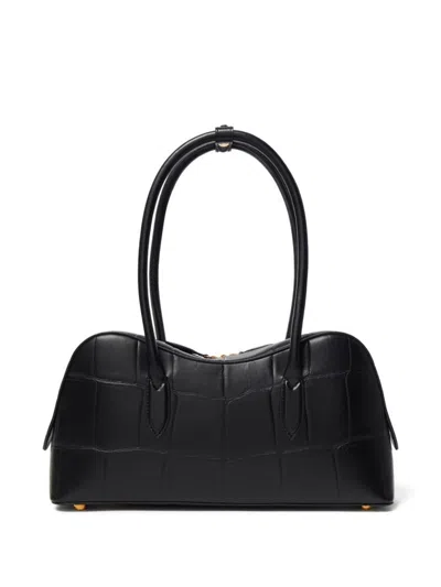 Stella Mccartney 'ryder' Black Medium Handbag With Padlock Detail On The Front And Two Top Handles In Black