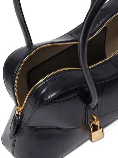 Stella Mccartney 'ryder' Black Medium Handbag With Padlock Detail On The Front And Two Top Handles In Black