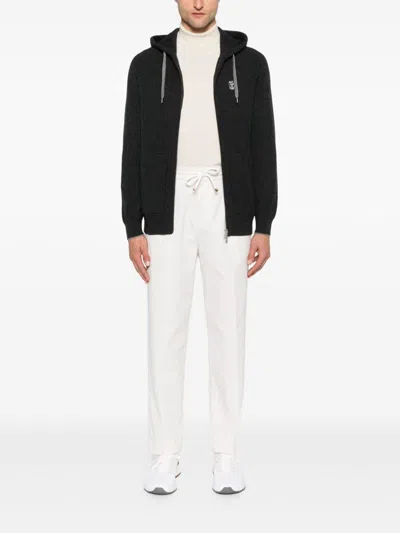 Brunello Cucinelli Cashmere Zip-up Hoodie Featuring Drawstring Hood In Green