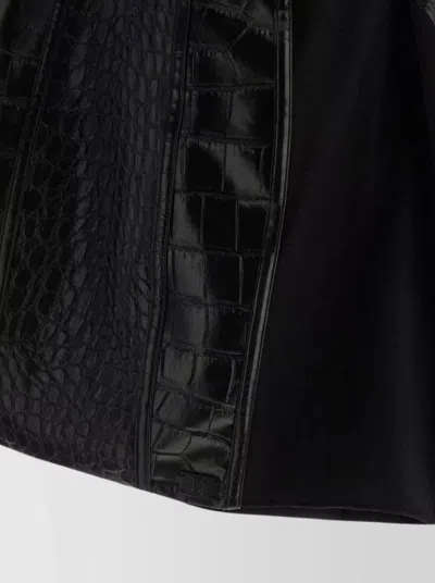 Elisabetta Franchi Croc-embossed Sheer Paneling Sleeveless Dress In Black