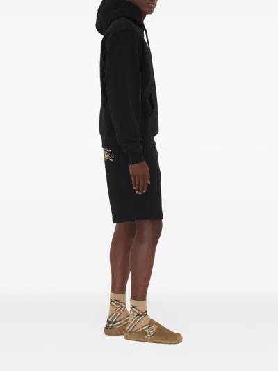Burberry Men Black Sweatshirt With Ekd Embroidery On The Front And Logo Print On The Rear In Cotton In Black