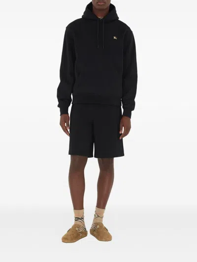 Burberry Men Black Sweatshirt With Ekd Embroidery On The Front And Logo Print On The Rear In Cotton In Black