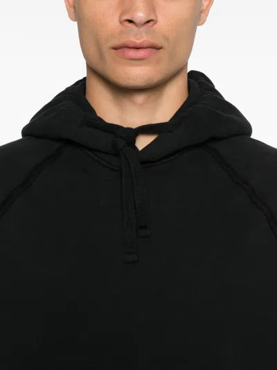 Stone Island Organic Cotton Fleece Hoodie In Black