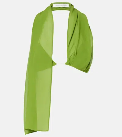 Christopher Esber Open-back Silk Georgette Top In Green