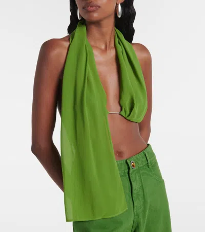 Christopher Esber Open-back Silk Georgette Top In Green