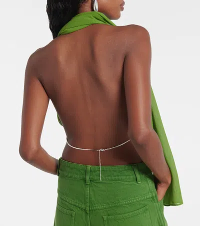 Christopher Esber Open-back Silk Georgette Top In Green