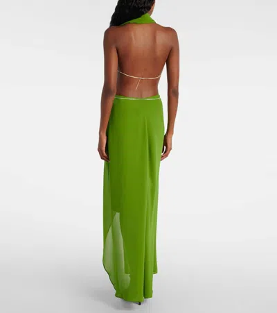 Christopher Esber Open-back Silk Georgette Top In Green