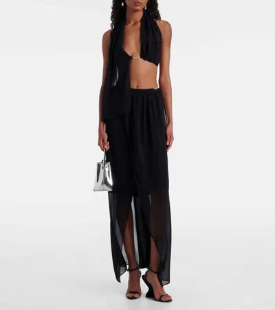 Christopher Esber Open-back Silk Georgette Top In Black