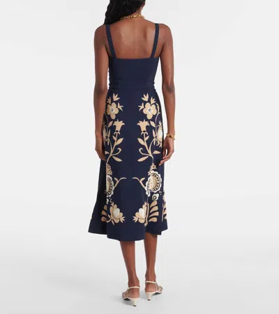 La Doublej Buy Me A Martini Floral-print Crepe Midi Dress In Blue