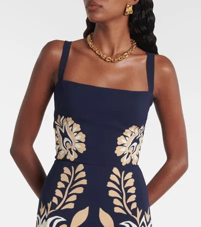 La Doublej Buy Me A Martini Floral-print Crepe Midi Dress In Blue