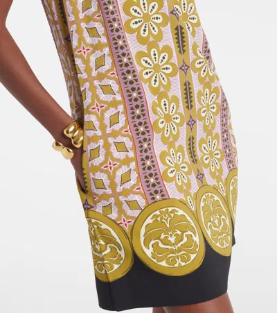 La Doublej Stretch Tunic Printed Satin Minidress In Multi