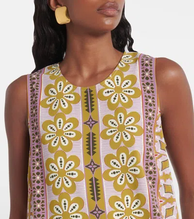 La Doublej Stretch Tunic Printed Satin Minidress In Multi