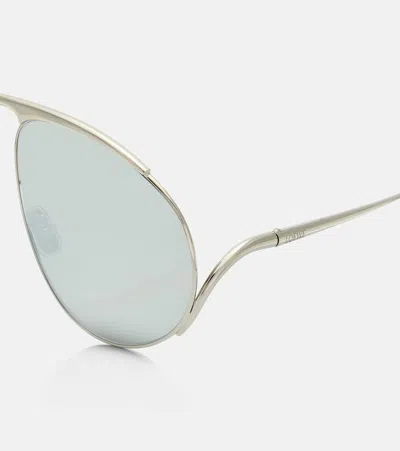 Loewe Lw40180u Signature 16c Argento Sunglasses In Metallic