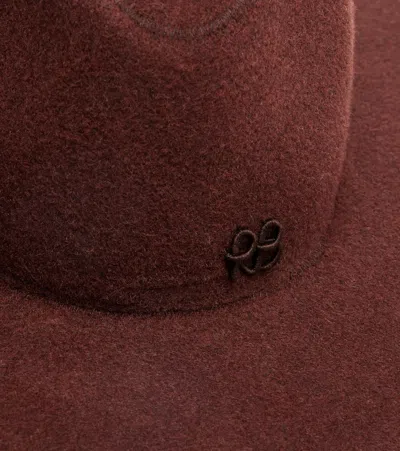 Ruslan Baginskiy Monogram-embellished Fedora Hat With Wide Brim In Brown