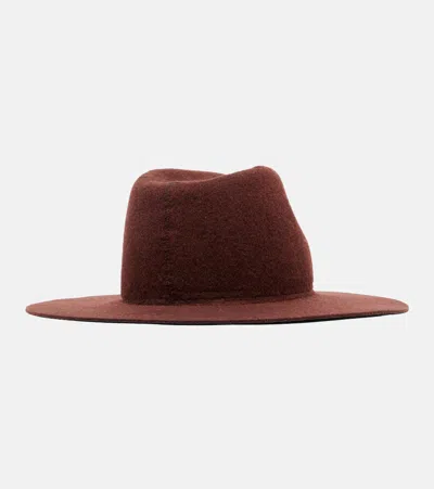 Ruslan Baginskiy Monogram-embellished Fedora Hat With Wide Brim In Brown