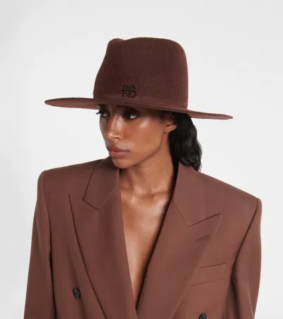Ruslan Baginskiy Monogram-embellished Fedora Hat With Wide Brim In Brown