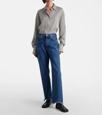 Agolde Kelly High-rise Wide-leg Denim Trousers In Blue