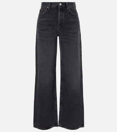 Agolde Low Slung Baggy Jeans In Black