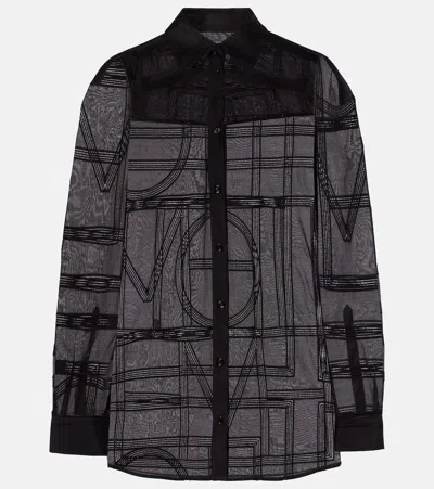 Totême Embroidered Organic Cotton And Silk-blend Voile Shirt In Black