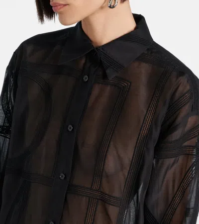 Totême Embroidered Organic Cotton And Silk-blend Voile Shirt In Black