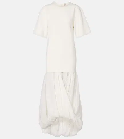 Totême Viscose Blend Cocoon Midi Dress In White