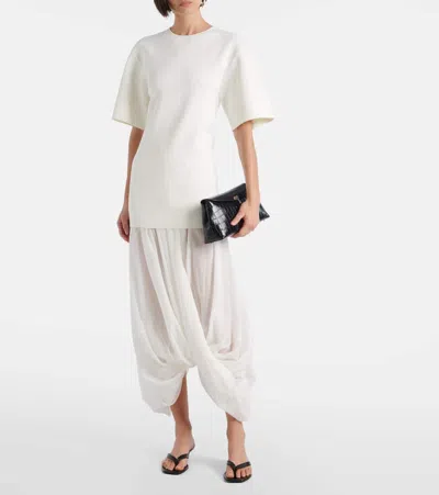 Totême Viscose Blend Cocoon Midi Dress In White