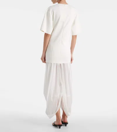 Totême Viscose Blend Cocoon Midi Dress In White