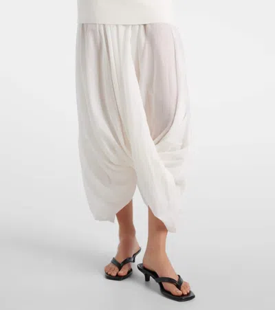 Totême Viscose Blend Cocoon Midi Dress In White