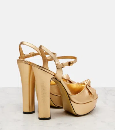 Dolce & Gabbana Metallic Leather Platform Sandals In Gold