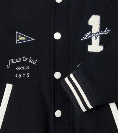 Bonpoint Virgin Wool-blend Varsity Jacket In Black
