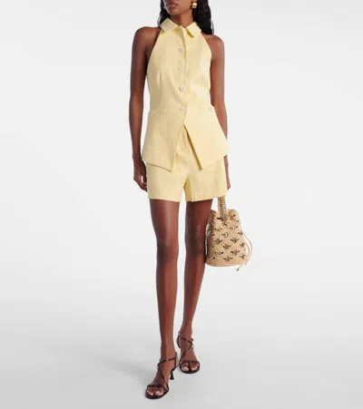 Veronica Beard Brit Stretch-linen Short In Chamomile In Yellow