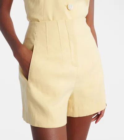 Veronica Beard Brit Stretch-linen Short In Chamomile In Yellow
