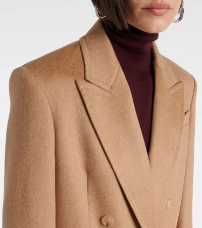 Max Mara Double-breasted Jacket Structured Shoulders In Brown