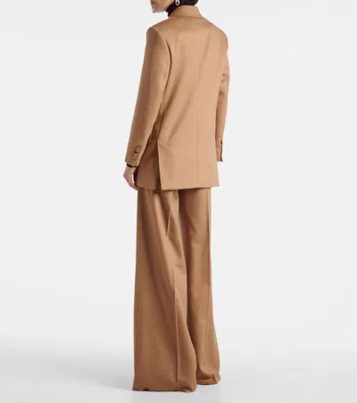 Max Mara Double-breasted Jacket Structured Shoulders In Brown