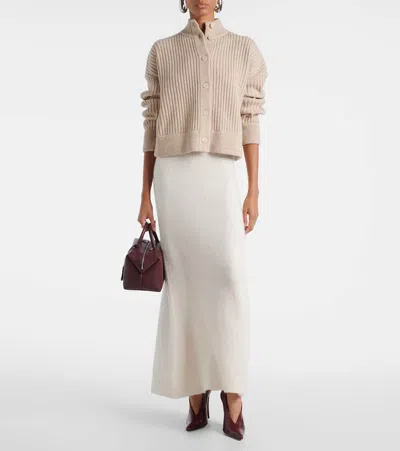 Max Mara Afelio Wool And Cashmere Cardigan In Brown